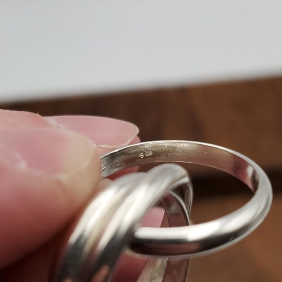 Size 6 925 Sterling Silver Cool Simple Triple Ring - Picture 3 of 6